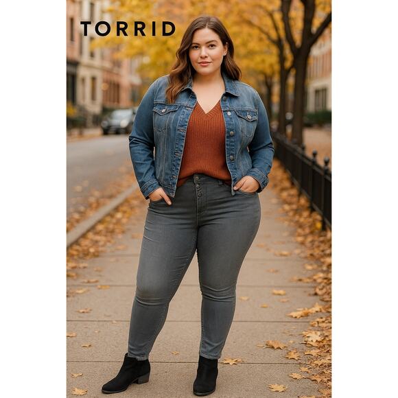 Torrid Gray Denim Jeggings Sz. 16 - Picture 1 of 8